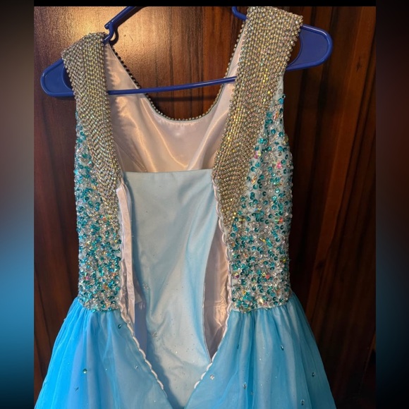 Elegant Blue and Gold Prom Dress - Picture 4 of 6